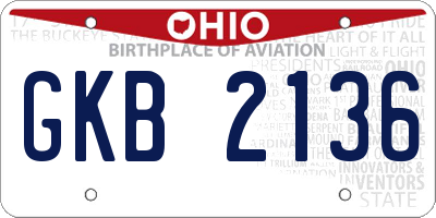 OH license plate GKB2136