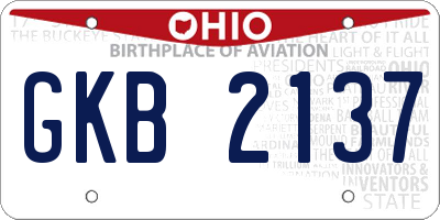 OH license plate GKB2137