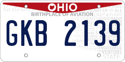 OH license plate GKB2139