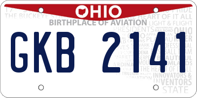 OH license plate GKB2141