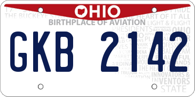 OH license plate GKB2142