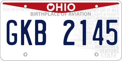 OH license plate GKB2145
