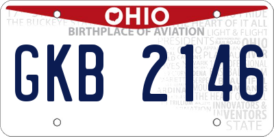 OH license plate GKB2146