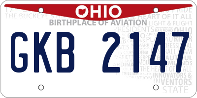 OH license plate GKB2147