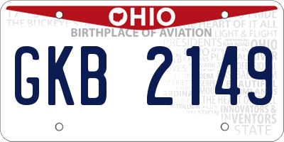 OH license plate GKB2149