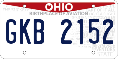OH license plate GKB2152