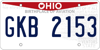 OH license plate GKB2153
