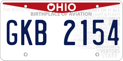 OH license plate GKB2154