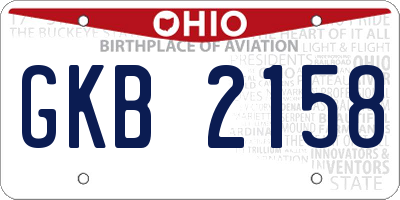 OH license plate GKB2158
