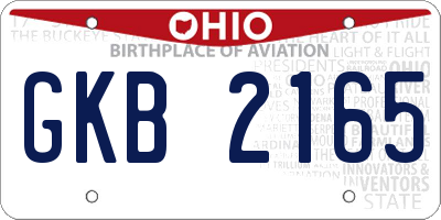 OH license plate GKB2165