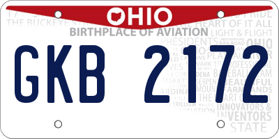 OH license plate GKB2172