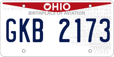 OH license plate GKB2173