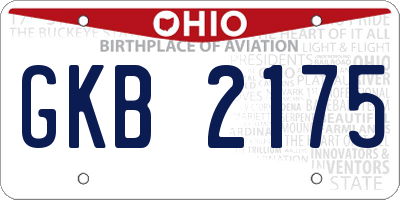 OH license plate GKB2175
