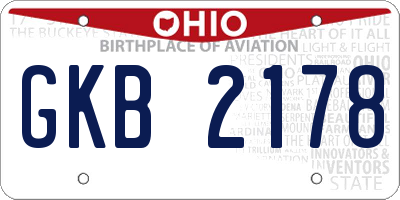 OH license plate GKB2178