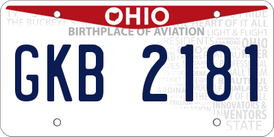 OH license plate GKB2181