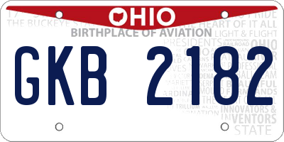 OH license plate GKB2182