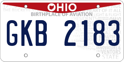OH license plate GKB2183