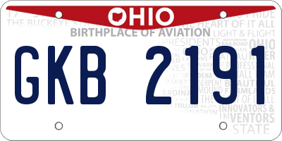 OH license plate GKB2191