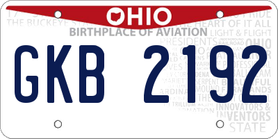 OH license plate GKB2192