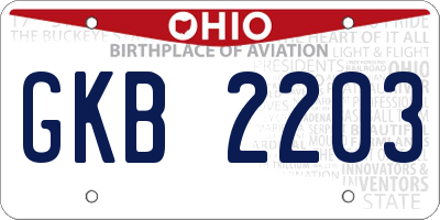 OH license plate GKB2203