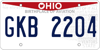 OH license plate GKB2204