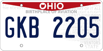 OH license plate GKB2205