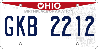 OH license plate GKB2212