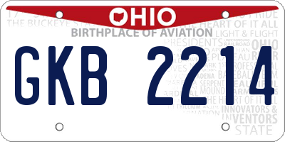 OH license plate GKB2214