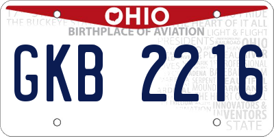 OH license plate GKB2216