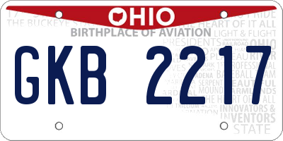 OH license plate GKB2217