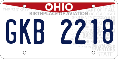 OH license plate GKB2218