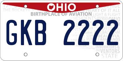 OH license plate GKB2222