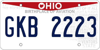 OH license plate GKB2223