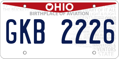 OH license plate GKB2226