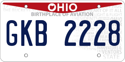 OH license plate GKB2228