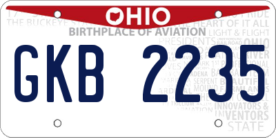 OH license plate GKB2235