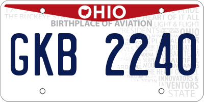 OH license plate GKB2240