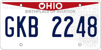 OH license plate GKB2248