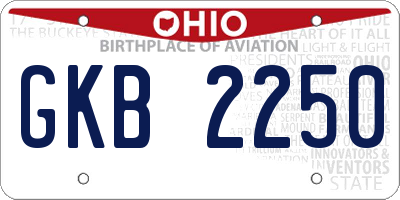 OH license plate GKB2250