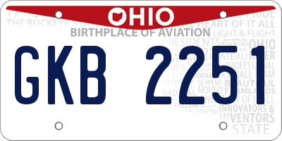 OH license plate GKB2251