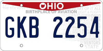 OH license plate GKB2254