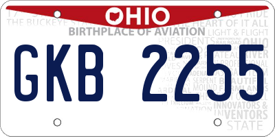 OH license plate GKB2255