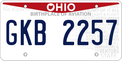 OH license plate GKB2257