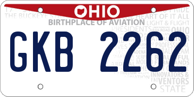 OH license plate GKB2262