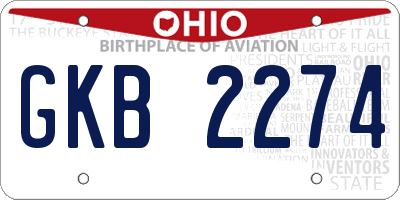 OH license plate GKB2274