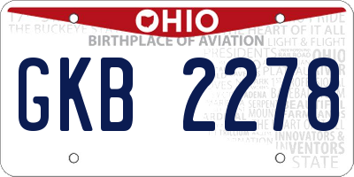 OH license plate GKB2278