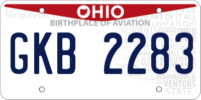 OH license plate GKB2283