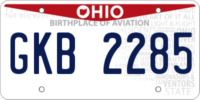 OH license plate GKB2285