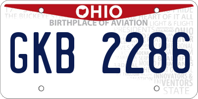 OH license plate GKB2286