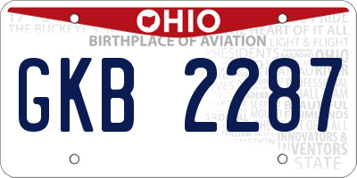 OH license plate GKB2287